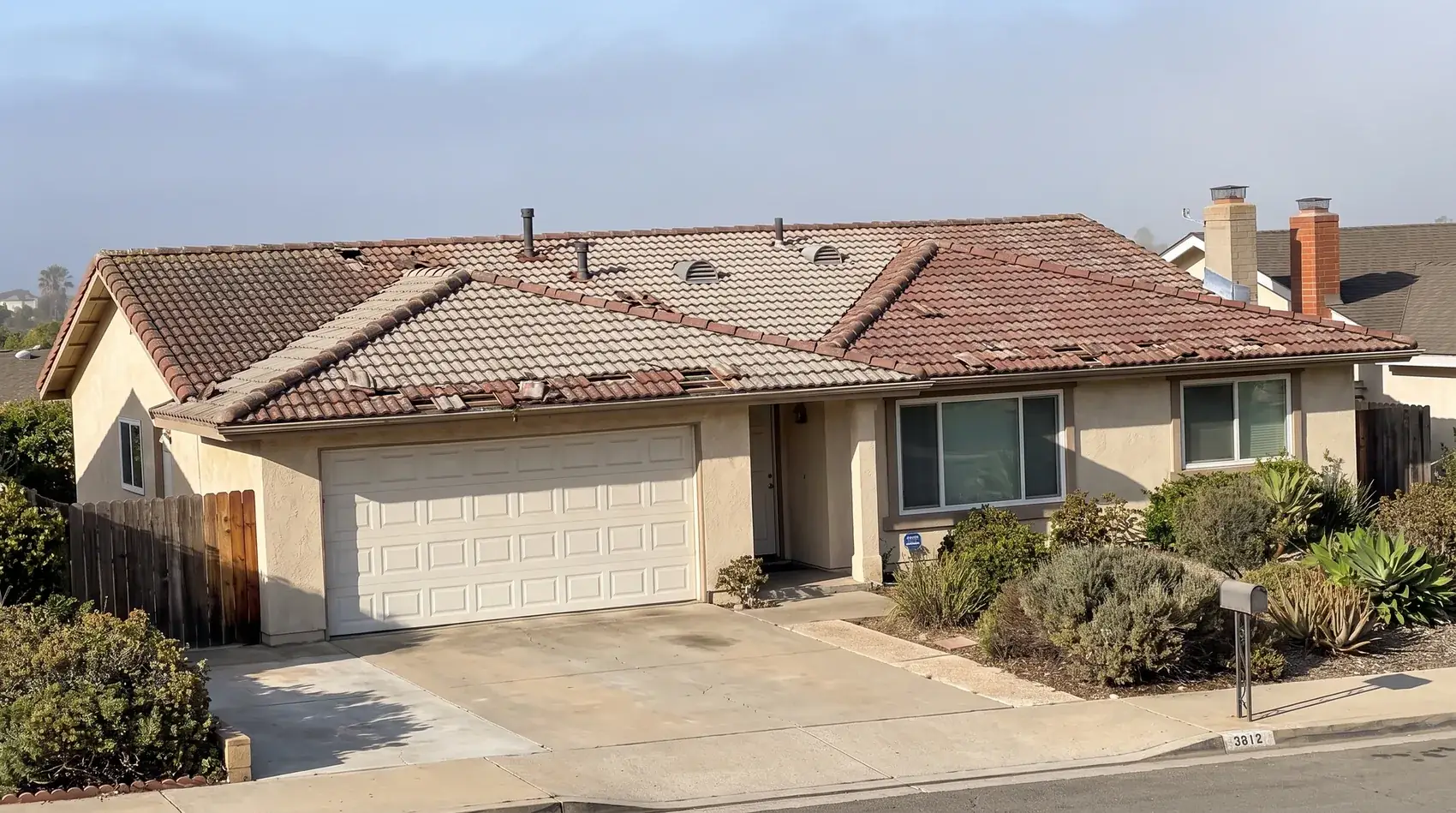 Full tile roof replacement in San Diego County — before
